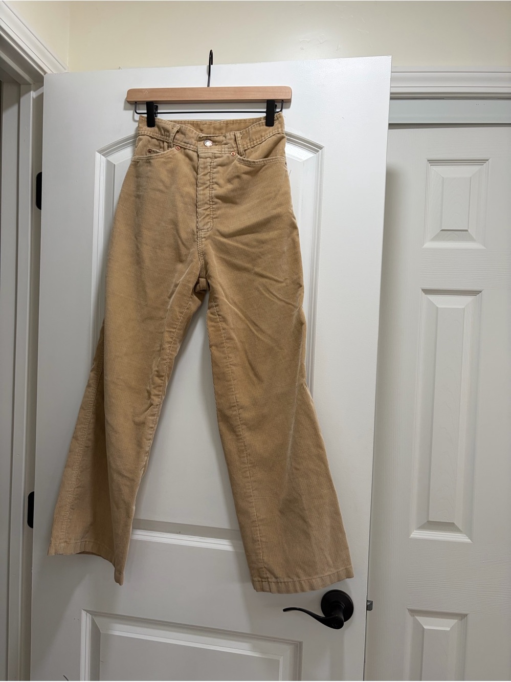 VTG 70s Sticky Fingers San Francisco Corduroy Flare Pants Tan Beige - Size 30